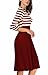 AAMILIFE Women's Vintage Stripe Scoop Neck 3/4 Sleeve Swing Dress Red XL