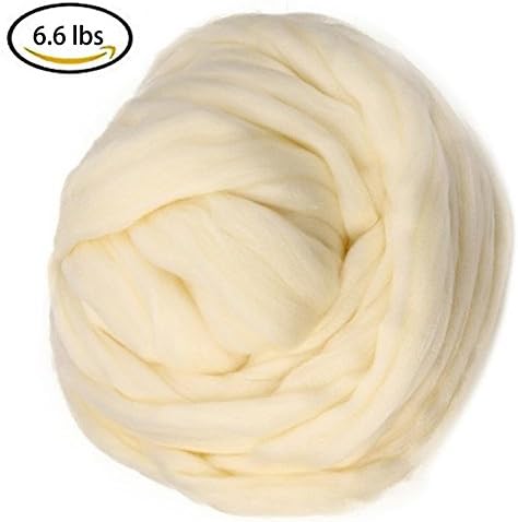 Chunky Wool Yarn, eacho Bulky Roving Yarn for Arm Knitting Blankets and Scarfs Creamy Yellow 6.6 Lbs