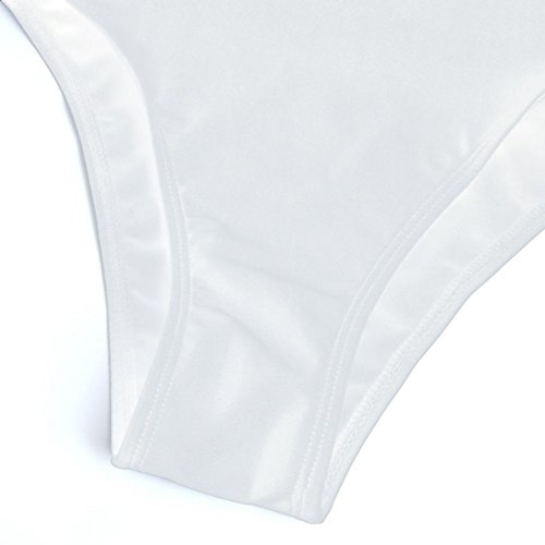 G&Kshop Women's One Piece Swimsuit Retro Straps High Cut Backless Monokini Swimwear (S, White) - Thumbnail 5