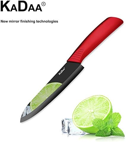 KADAA Ceramic Knife Kitchen Knife Black Blade Chef's Knife Mirror Finish Technology for Professional Chefs 6 Inch Razor Sharp Blade with Sheath