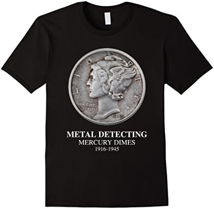 Mens Metal Detecting Mercury Dimes T Shirt XL Black