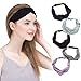 5 Pcs: HBY Solid Color Cotton Adjustable NO SLIP Multi-Style Headbands for Women Sports or Fashion