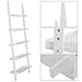 Tangkula Ladder Shelf, 5-Tier Multifunctional Modern Wood Plant Flower Book Display Shelf, Home Office Storage Rack Leaning Ladder Wall Shelf (White, 1)