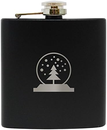 Snow Globe Black Stainless Steel 6 Oz Flask, Made In Usa