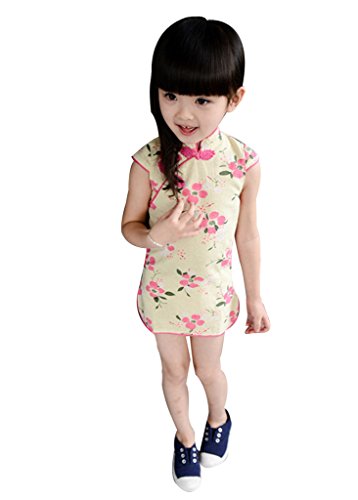 Remeehi Kids' Floral Chinese Cheongsam Dress Qipao Cotton & Linen Dress