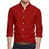 HB Men's Extra Slim Fit Casual Plain Long Sleeve Shirt