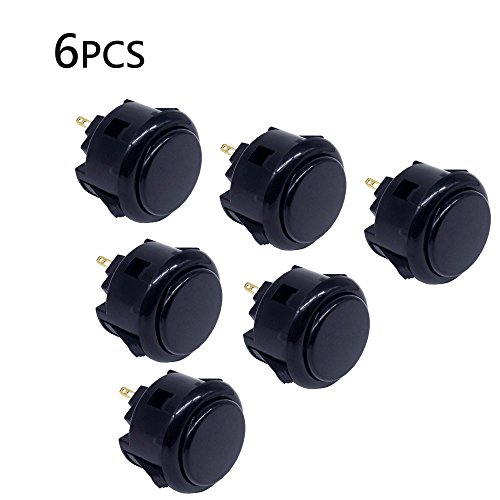 6pcs 30mm arcade push buttons black for sanwa obsf-30 j…