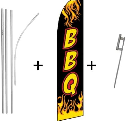 BBQ (Black) Quantity 3 Super Flag &amp; Pole Kits