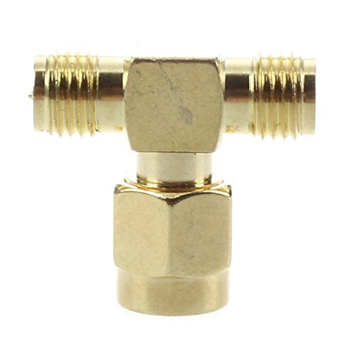 SODIAL(R) 2 Pcs RP SMA Male to Two RP SMA Female Triple T RF Adapter Connector 3 way Splitter
