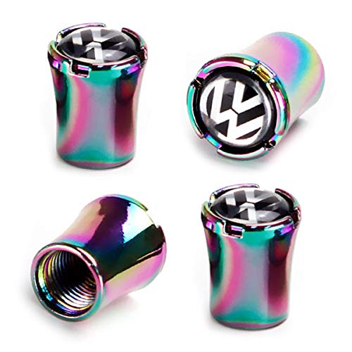 Tire Air Valve Stem Caps Cover Car Logo Emblem Colorful Bling Chrome Cap Compatible with VW