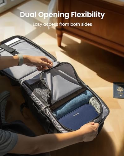tomtoc Travel Backpack 40L, TSA Friendly Flight Approved Carry on Luggage Hand Water-resistant Lightweight Business Rucksack, Durable Large Weekender Bag Daypack Fits 17.3 Inch Laptop