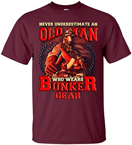 Never Underestimate an Old Man Who Wears Bunker Gear T-Shirt - Firefighter Gift T-Shirt