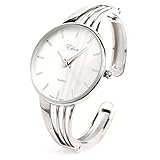 Silver String Style Band Luxury Women's Bangle Cuff Watch