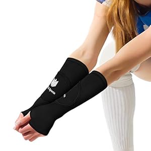 FitsT4 Volleyball Arm Sleeves- Passing Forearm Sleeves with Protection Pad and Thumbhole for Youth 1 Pair