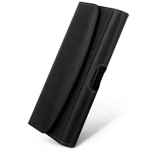 moex Cómoda bolsa horizontal con clip para cinturón compatible con LG G Flex 2 | Uso universal con trabilla para cinturón y cierre magnético, color negro