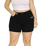 ALLEGRACE Plus Size Denim Shorts Women 