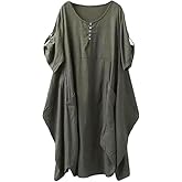 Minibee Women's Ruffle Oversize Casual Midi Dresses with Pockets