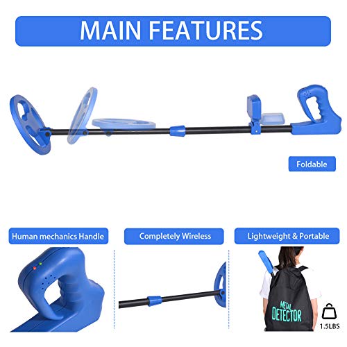 Wedigout KingDetector Advanced Kids Metal Detector Adjustable for Beginners and Children's Toy MD-1011