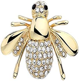KINGSEVEN Womens Lovely Alloy Rhinestone Bee Brooch Pin Jewelry, Gold