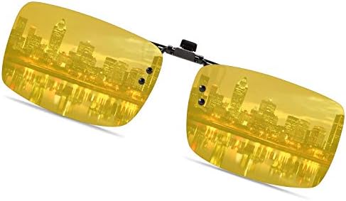 クリップオン サングラス めがねの上から 偏光サングラス 偏光 跳ね上げ 前掛け式 偏光レンズ 黄色1