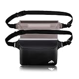 HEETA Waterproof Pouch, Screen Touch Sensitive Waterproof Bag with Adjustable Waist Strap - Keep Your Phone and Valuables Dry - Perfect for Swimming Diving Boating Fishing Beach Black & Gray L
