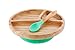 Avanchy Toddler Baby Plates Divided Bamboo, Suction for Babies Kids Toddler Food with Silicone Spoon for Feeding, Green