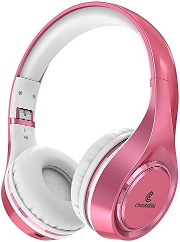 Bluetooth Headphones On Ear, Chououkiu Wireless Headset Foldable Hi-Fi Stereo Headphone with Mic In-line Volume, Wired and Wireless Headphones for Cell Phone/ TV/ PC (Rose/Gold)