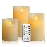 OSHINE flameless Candles, flameless Candlestick, flameless Battery Candles, Battery Remote Control Candles, LED Candles 3 Piece Set 4"5"6"H (3.15"D) Flash Flame with Remote Control and timed True Wax