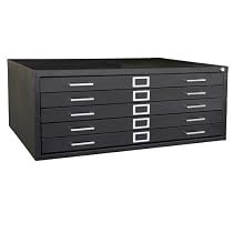 Sandusky Lee 244876BK Black Steel 5 Drawer Flat File, 16-1/8
