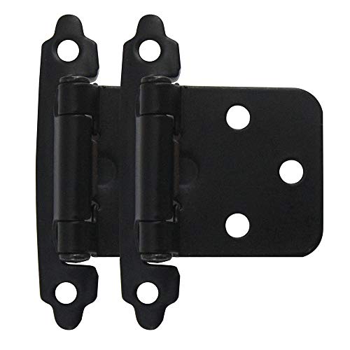 Hardware 1/2 Inch Face Mount Self Closing Variable Overlay Black Kitchen Door Cabinet Hinges,50 Pack(25 Pairs)