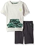 CHEROKEE Toddler Boys' Athletic Fashion Tee and Short Set, Gray, 2T