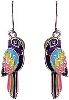 QTLI Korean Drip Enamel Parrot Pendant Earring , one size