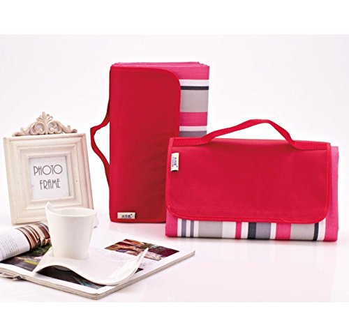 Compact Waterproof Picnic Blanket Tote, Outdoor Sand Proof Blanket Mat for Beach Family Camping Hiking Travelling, Beach Blanket Outdoor Picnic Mat Red