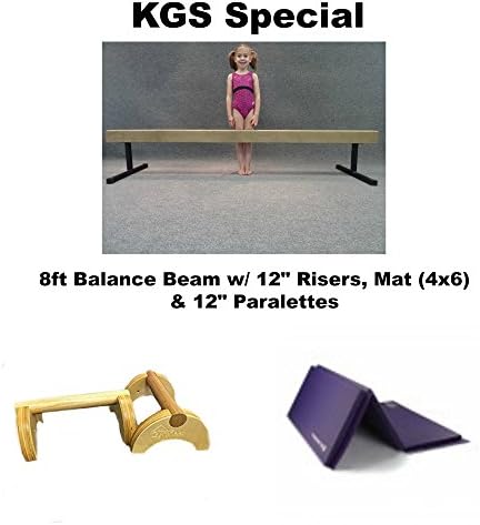 KGS Gymnastic Combo/ Balance Beam, Parallettes &amp; Mat (Tan Beam, Blue Mat &amp; Paralletes)