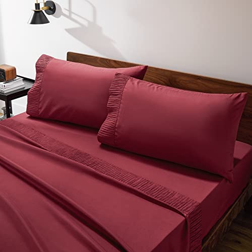 Bedsure Queen Sheet Set Soft 1800 Sheets for Queen Size Bed, 4 Pieces