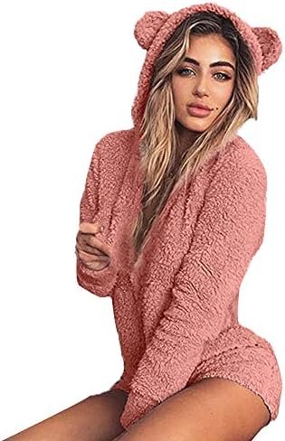 Inverlee Women's Hooded Autumn Cute Shorts Rompers Home Service Jumpsuit