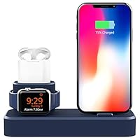 Dserw 3 in 1 Wireless Charger - Multi-Dock Charging Holder Stand Bracket - Compatible for Galaxy S10 S9 S8 Note and Other Mobile Phones Watch Bluetooth Earphone That Support Wireless Charging - Blue