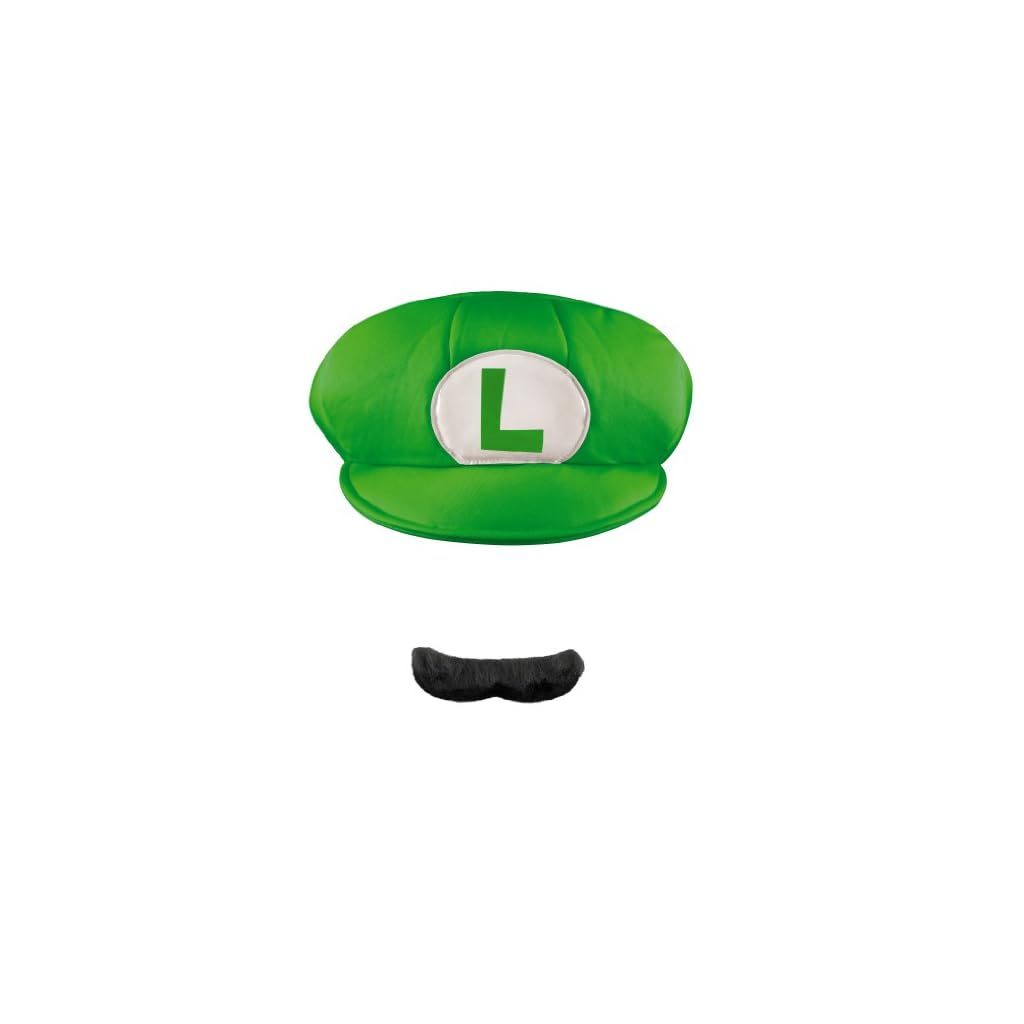 Super Mario Bros. Luigi Adult Costume Hat & Mustache One Size Funtober