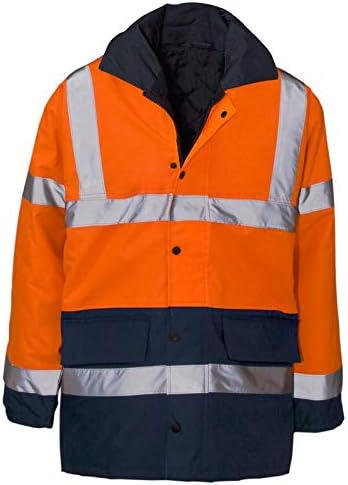 Stylo OnlineHi Vis Parka Jacket High Viz Visibility Workwear Safety Security Concealed Hood Hooded Padded Waterproof Work Coat