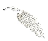 316L Surgical Steel 14 Guage Dazzling Clear Gem Rhinestone 9-Tassels Chain Dangle Navel Belly Bar Ring Barbell Body Jewelry