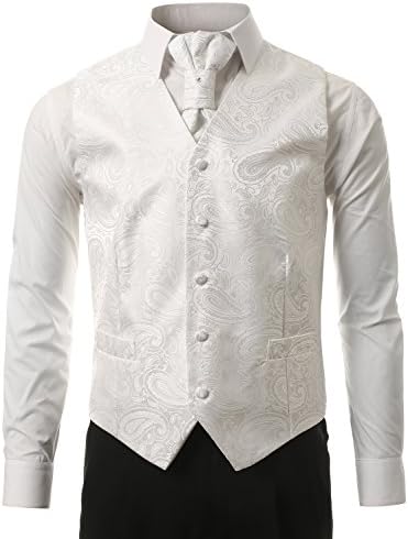 MONDAYSUIT Men's 3-Piece Set Paisley Designer Formal Tuxedo Vest Tie Set
