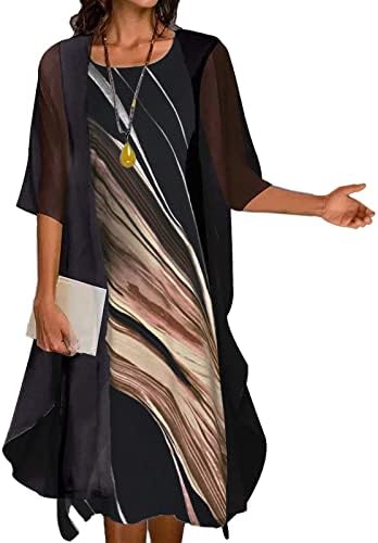 Eeryizuini Women's Midi Dresses with Jacket Two-Piece Set Summer