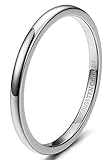 Tungary 2mm Womens Tungsten Carbide Wedding Band Rings Engagement Promise Domed Size 4-10