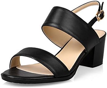 Vatiu Ankle Strap Heeled Lady Sandles Leather Womens Sandals Black 37 6.5 D(M) US