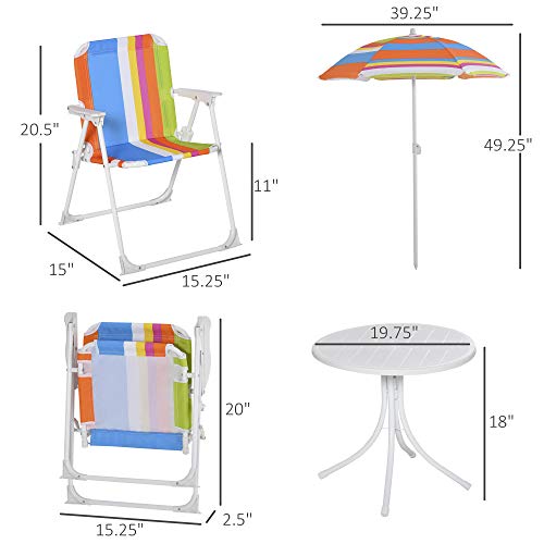 Outsunny Kids Folding Table and Chairs Set Color Stripes for Outdoor