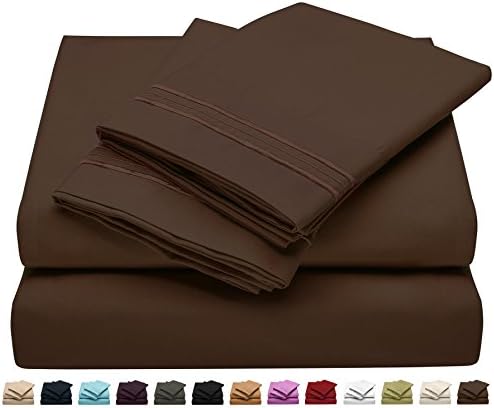 Queen Size Bed Sheet Set - Soft Brushed Microfiber Luxury Comfort Sheet Set - 1800 Thread Count Bedding Linens – Dark Brown - Victoria Collection by Jessie Porter