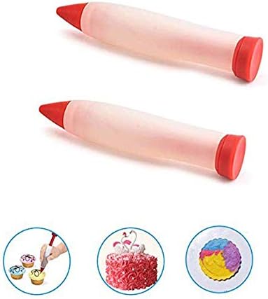 Decorating Writing Pen Cake Pastry Chocolate Baking Personalized DIY Gadgets Silicone,Cake Cookie Pastry Cream Chocolate Icing Decorating Syringe (red)