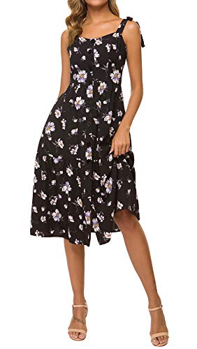 TOP-MAX Women's Dresses -V Neck Boho Floral Split Summer Prom Party Beach Casual Wedding Guest Flowy Long Maxi Dress (Floral#Q, M(US 8-10))
