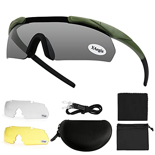 Xaegistac Tactical Shooting Glasses with 3 Interchangeable Lens High