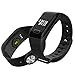 Fitness Tracker Smart Bracelet Wireless Bluetooth 4.0 Sports Band with Pdeometer Sleep Monitoring Calories Track for Daily Activity and Sleeping for Android IOS iPhone(Black+ Gray Band)